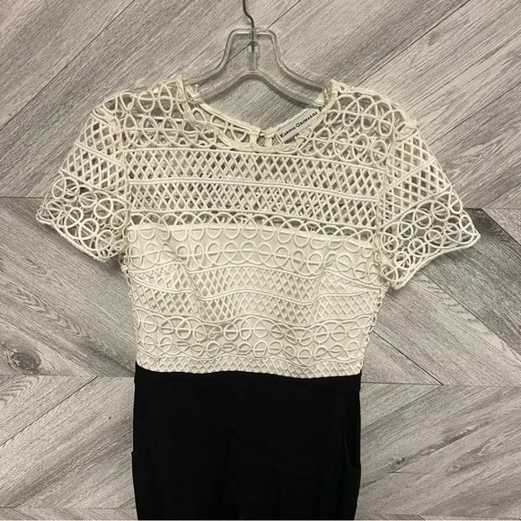 Karina Grimaldi | Lace Crochet Jumpsuit In White And Black Size M - Picture 5 of 7